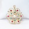 Picture of 14k Yellow Gold, Cultured Pearl, Turquoise & Synthetic Ruby Flower Pendant/Brooch