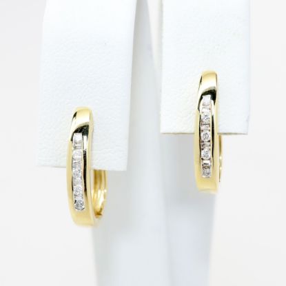 Picture of Delicate 14k Yellow Gold & Diamond Hoop Earrings