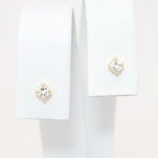 Picture of 14k Yellow Gold & 0.20ct Diamond Solitaire Stud Earrings