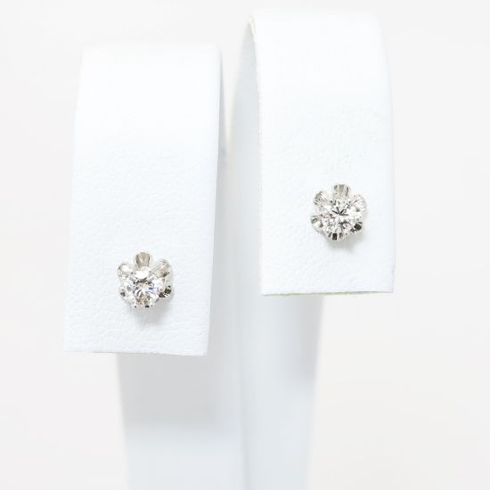 Picture of 14k White Gold & 0.20ct Diamond Solitaire Stud Earrings