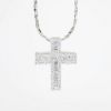 Picture of White Gold & Baguette Cut Diamond Cross Necklace