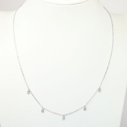 Picture of White Gold & Diamond Delicate Dropped Stations Necklace