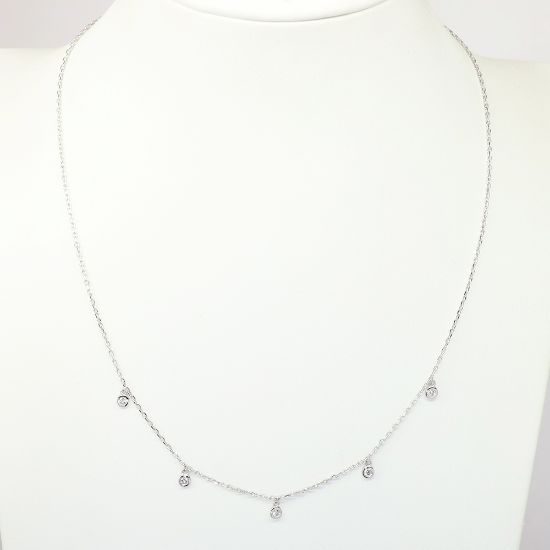 Picture of White Gold & Diamond Delicate Dropped Stations Necklace