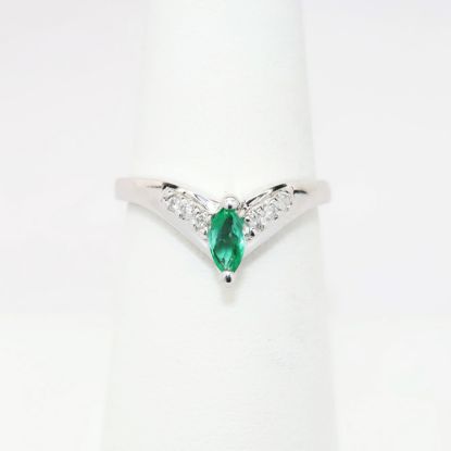 Picture of White Gold & Marquise Cut Emerald Ring with Diamond Accents