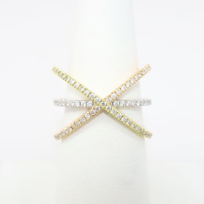 Picture of Roberto Coin 18k Tri-Colored Gold & Diamond Cage Ring