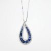 Picture of 14k White Gold, Blue Sapphire and Diamond Pendant Necklace