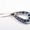 Picture of 14k White Gold, Blue Sapphire and Diamond Pendant Necklace