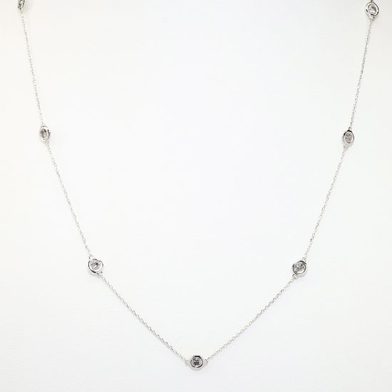 Picture of 14k White Gold & Diamond Station Necklace