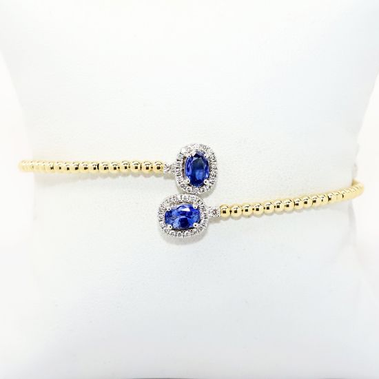 Picture of 14k Two-Tone Gold, Sapphire and Diamond Flexible Bypass Bracelet