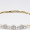 Picture of 14k Yellow Gold Beaded Bangle Bracelet with White Gold & Diamond Accents