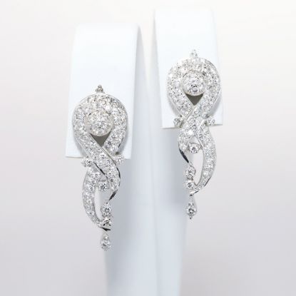 Picture of Vintage Inspired 18k White Gold & Diamond Drop Earrings