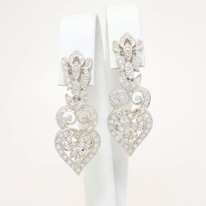 Picture of Vintage Inspired 18k White Gold & Diamond Dangle Earrings 