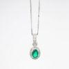 Picture of 14k White Gold, Diamond and Synthetic Oval Cut Emerald Necklace