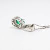 Picture of 14k White Gold, Diamond and Synthetic Oval Cut Emerald Necklace