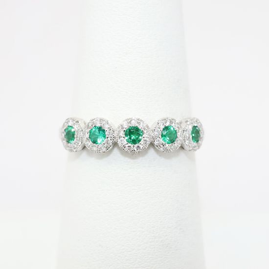 Picture of 14k White Gold, Emerald and Diamond Ring