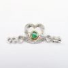 Picture of Vintage 14k White Gold, Emerald & Diamond Heart & Ribbon Motif Bar Brooch