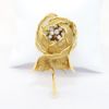 Picture of Vintage French 'en Tremblant' 18k Yellow Gold & Diamond Rose Brooch/Fur Clip