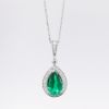 Picture of 14k White Gold & Pear Cut Emerald Necklace with Diamond Accents