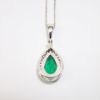 Picture of 14k White Gold & Pear Cut Emerald Necklace with Diamond Accents