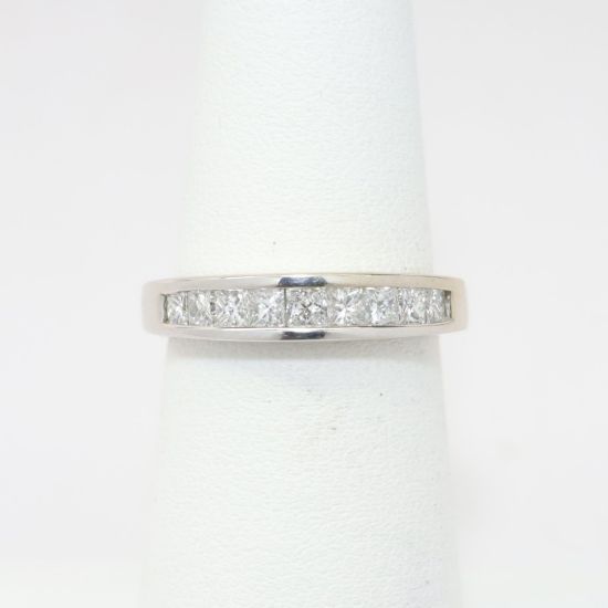 Picture of 14k White Gold & Channel Set Princess Cut Diamond Wedding Band