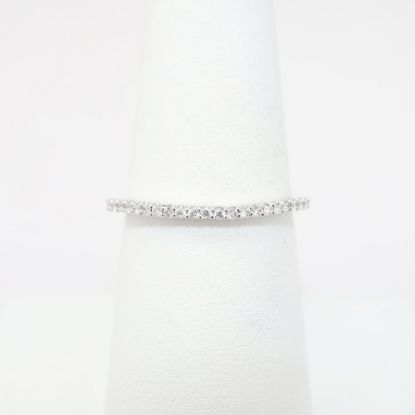 Picture of Lightly Curved 18k White Gold & Diamond Wedding Band