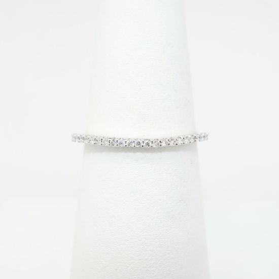 Picture of Lightly Curved 18k White Gold & Diamond Wedding Band