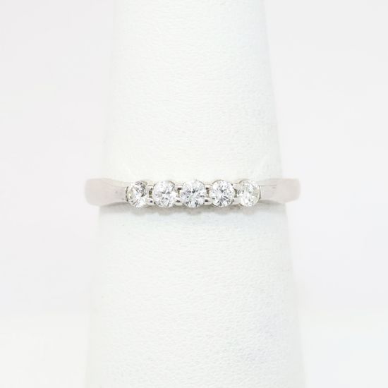 Picture of 14k White Gold & Five Diamond Wedding Band