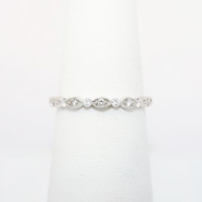 Picture of 18k White Gold & Diamond Wedding Band with Milgrain Detailing