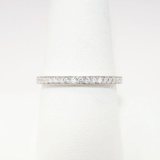 Picture of 18k White Gold & Diamond Wedding Band with Side Mounted Diamond Accents