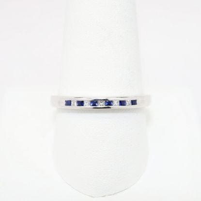 Picture of 14k White Gold, Blue Sapphire and Diamond Wedding Band