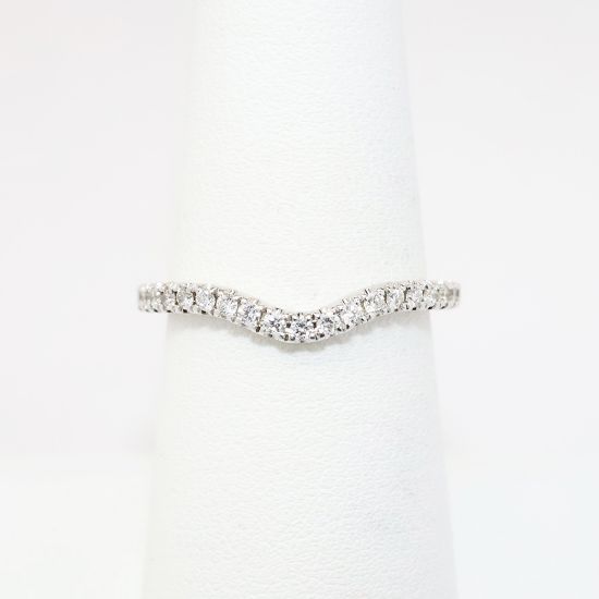 Picture of 14k White Gold & Diamond Contoured Wedding Band