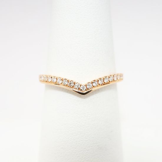 Picture of 14k Rose Gold & Diamond Chevron Contoured Wedding Band gold