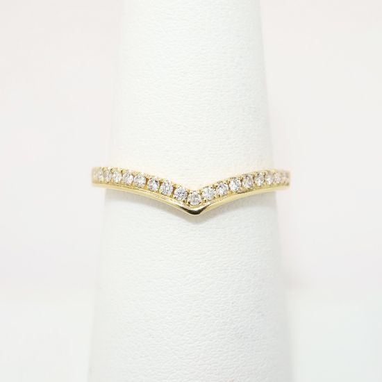 Picture of 14k Yellow Gold & Diamond Chevron Contoured Wedding Band