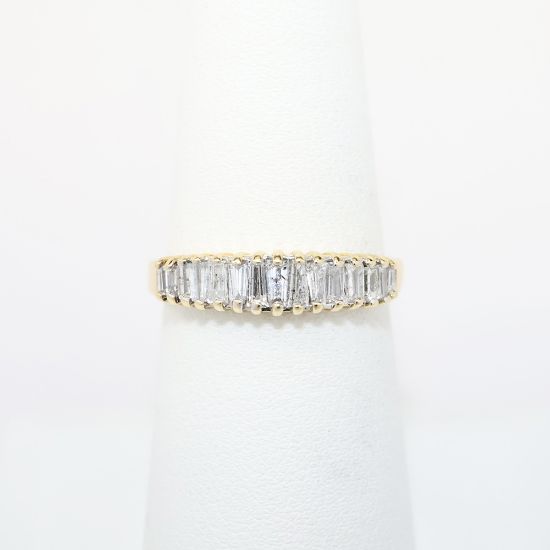 Picture of 14k Yellow Gold & Baguette Cut Diamond Wedding Band