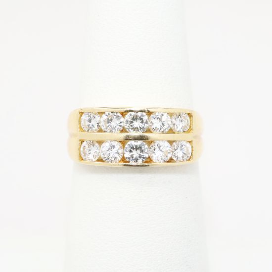 Picture of 18k Yellow Gold Double Row Diamond Ring