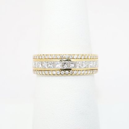 Picture of 14k Yellow Gold & Channel Set Square Cut Diamond Ring with Round Single Cut Diamond Edges