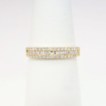 Picture of 14k Yellow Gold, Baguette & Round Brilliant Cut Diamond Wedding Band