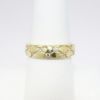 Picture of 14k Yellow Gold & Burnish Set Diamond Wedding Band with Crosshatched Detailing