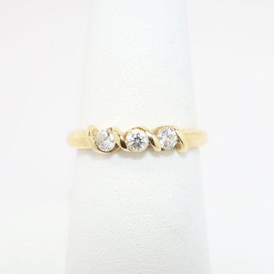 Picture of 14k Yellow Gold & Three Diamond Wedding Band