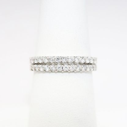 Picture of Pair of 14k White Gold & Diamond Stackable Wedding Bands