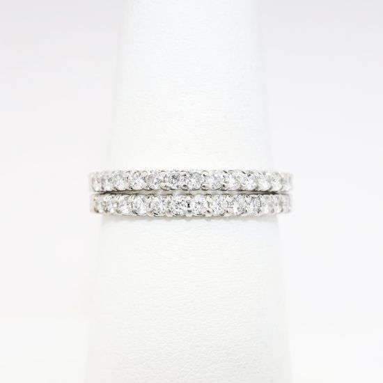 Picture of Pair of 14k White Gold & Diamond Stackable Wedding Bands