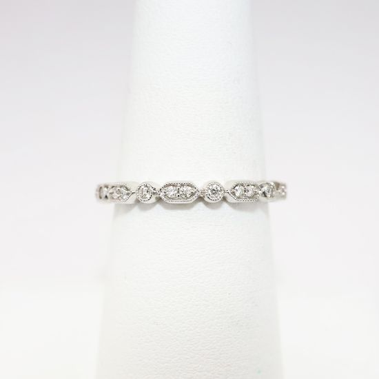 Picture of Vintage Inspired 14k White Gold & Diamond Wedding Band