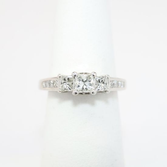 Picture of 14k White Gold & Triple Square Brilliant Cut Diamond Ring