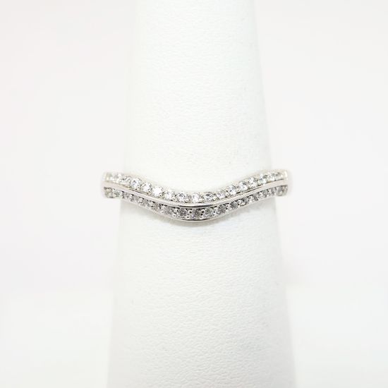 Picture of 14k White Gold & Double Rowed Diamond Contoured Wedding Band