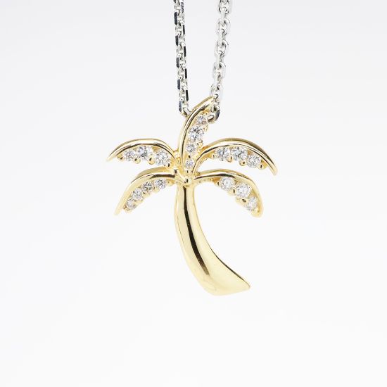 Picture of 14k Yellow Gold & Diamond Palm Tree Pendant