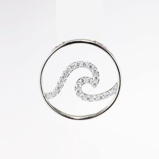 Picture of 14k White Gold & Diamond Wave Pendant