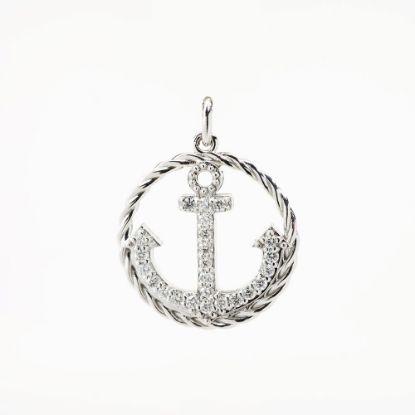 Picture of 14k White Gold & Diamond Anchor Pendant