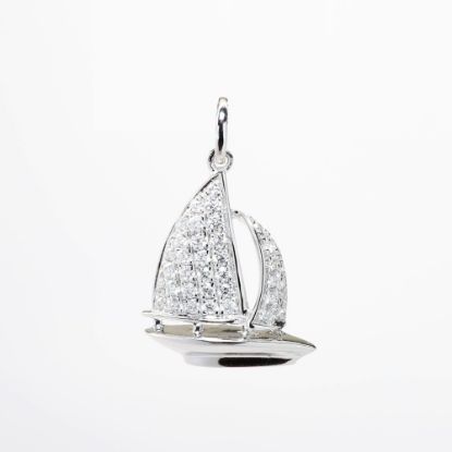 Picture of 14k White Gold & Diamond Sailboat Pendant