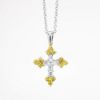 Picture of 18k Two-Tone Gold with Colorless & Yellow Diamonds Cross Pendant 