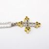 Picture of 18k Two-Tone Gold with Colorless & Yellow Diamonds Cross Pendant 